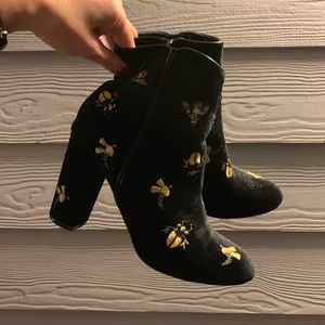 Embroidered Velvet Heels